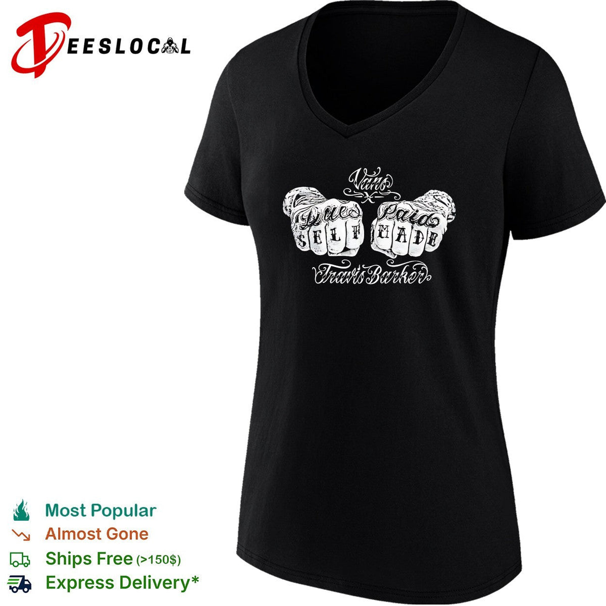 Vans x Travis Baker Blink 182 Tattoo Hands shirt Unisex