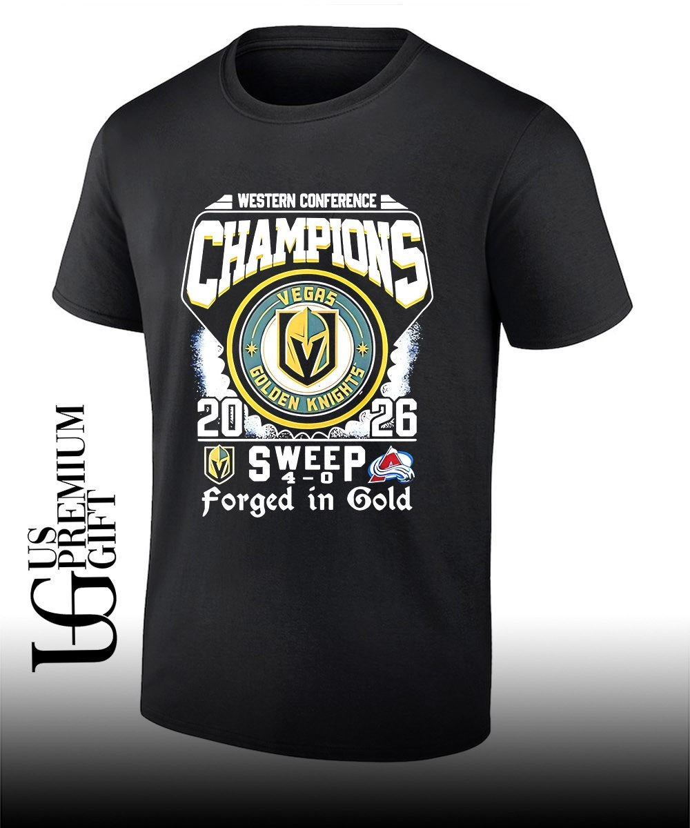 Vegas Golden Knights vs Colorado Avalanche Western Conference Champions 2026 Sweep forged in Gold shirt