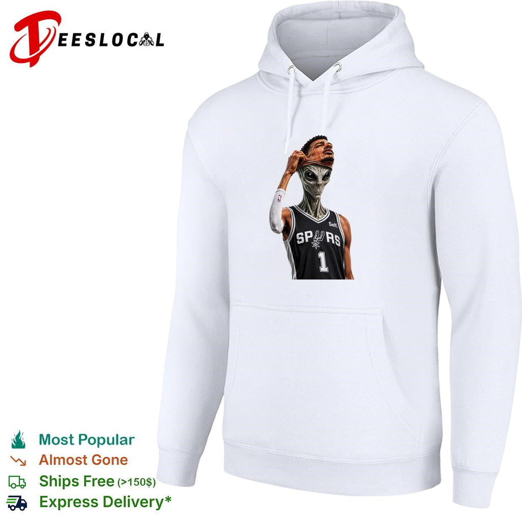 Victor Wembanyama San Antonio Spurs 1 alien removing mask basketball art white shirt Unisex