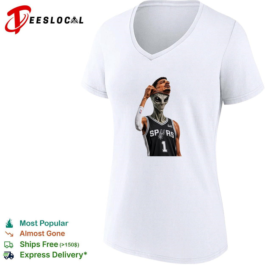 Victor Wembanyama San Antonio Spurs 1 alien removing mask basketball art white shirt Unisex