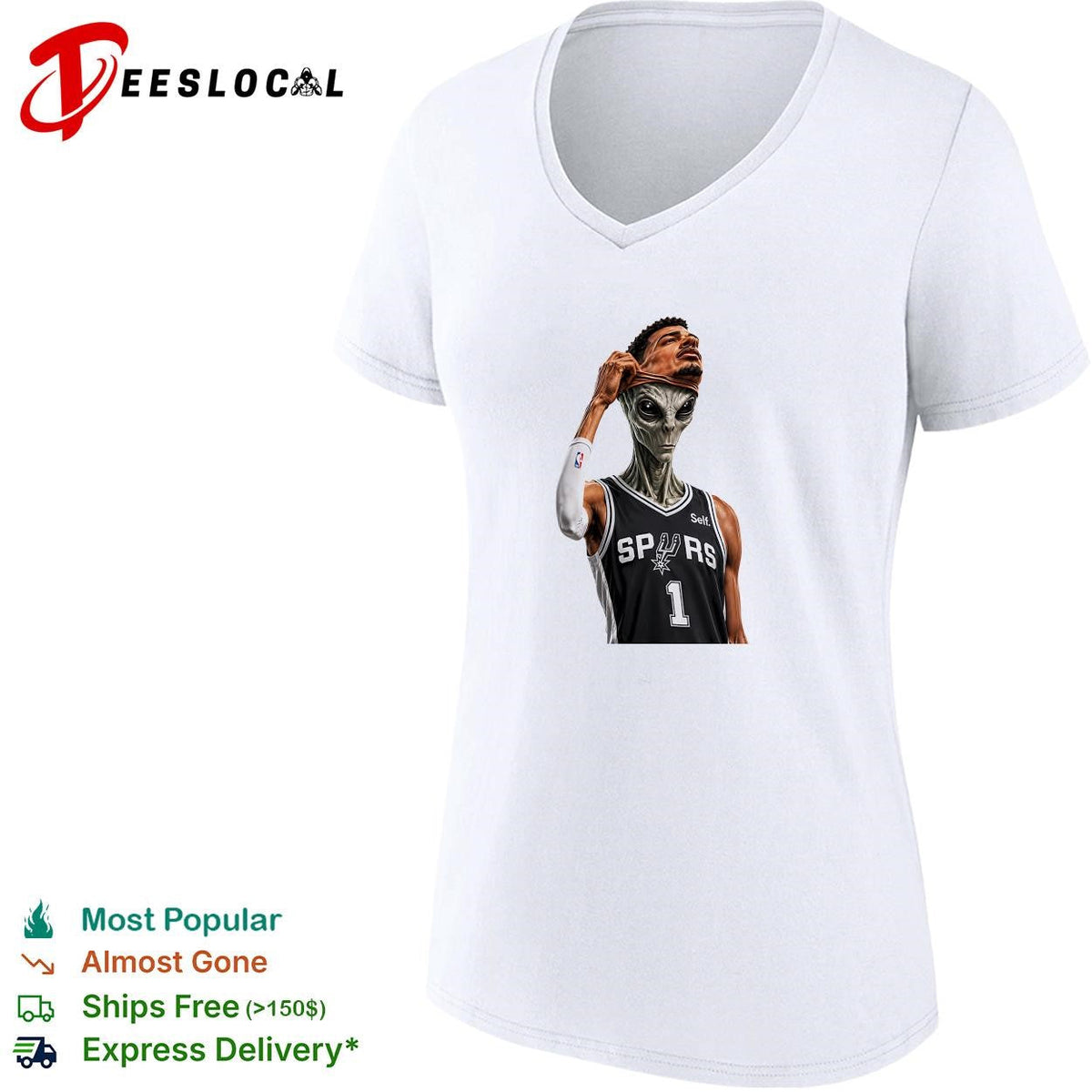 Victor Wembanyama San Antonio Spurs 1 alien removing mask basketball art white shirt Unisex