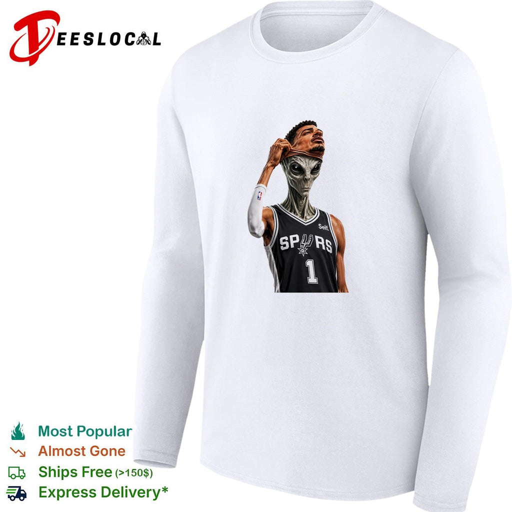Victor Wembanyama San Antonio Spurs 1 alien removing mask basketball art white shirt Unisex