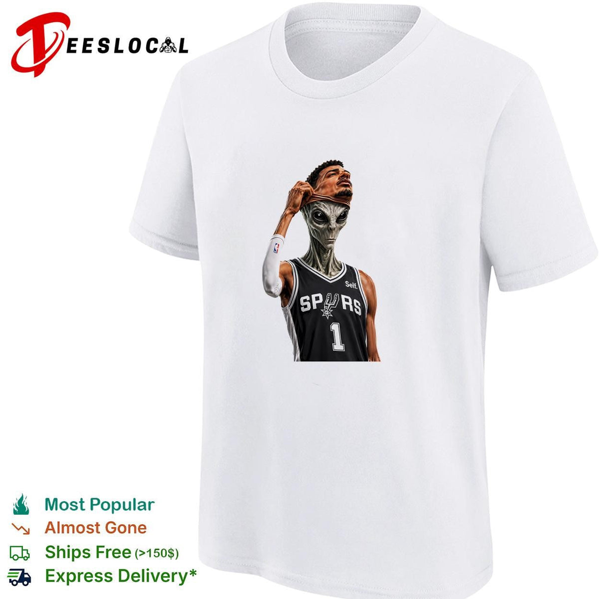 Victor Wembanyama San Antonio Spurs 1 alien removing mask basketball art white shirt Unisex