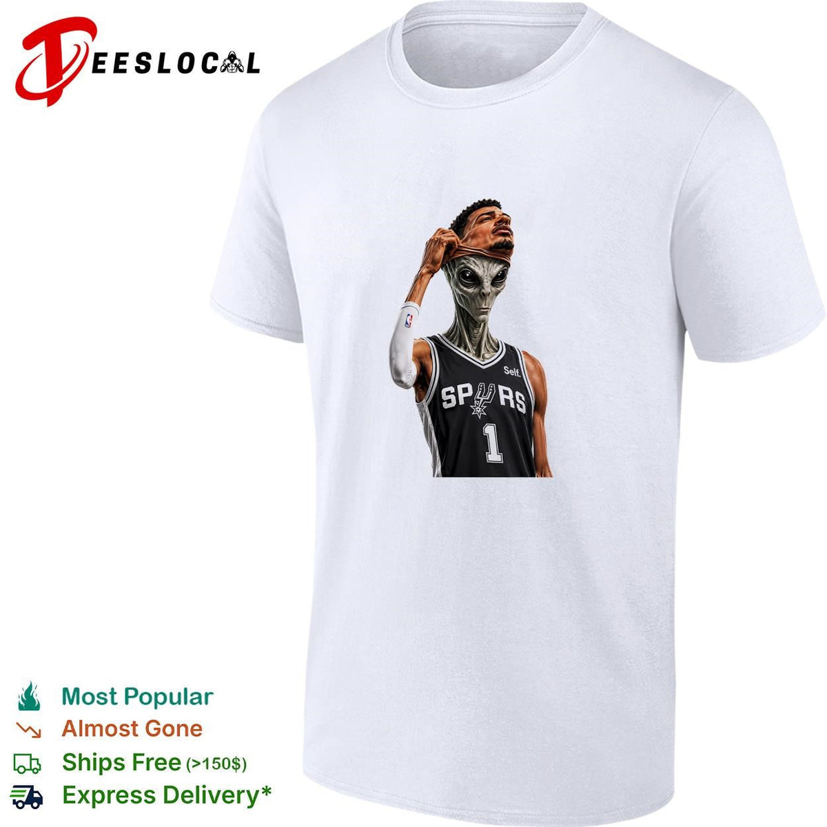 Victor Wembanyama San Antonio Spurs 1 alien removing mask basketball art white shirt Unisex