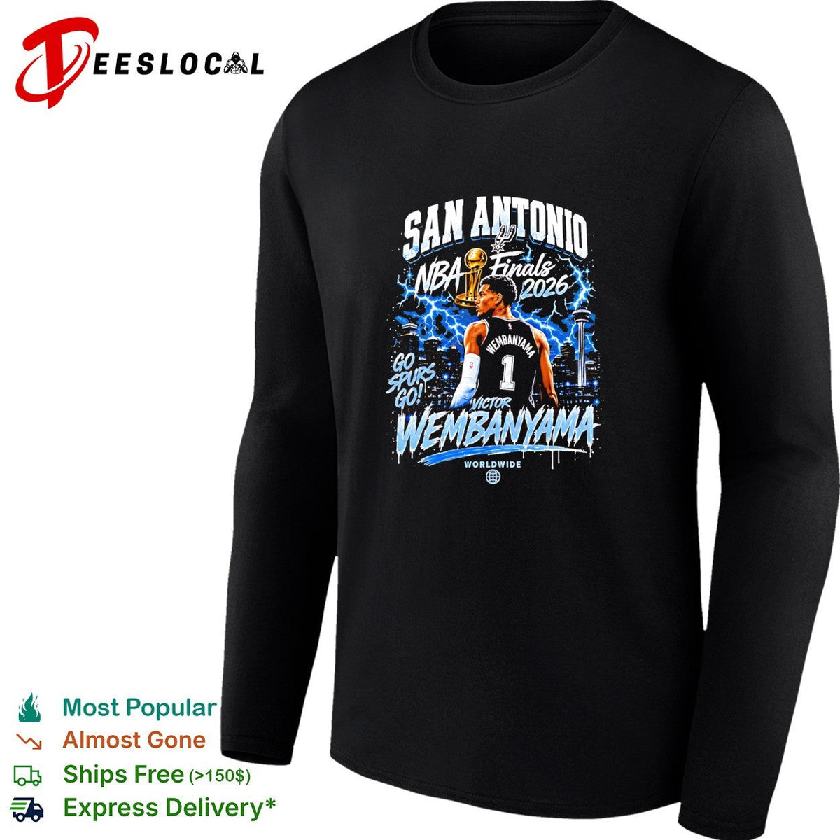 Victor Wembanyama San Antonio Spurs Basketball NBA Finals 2026 lightning graphic shirt Unisex