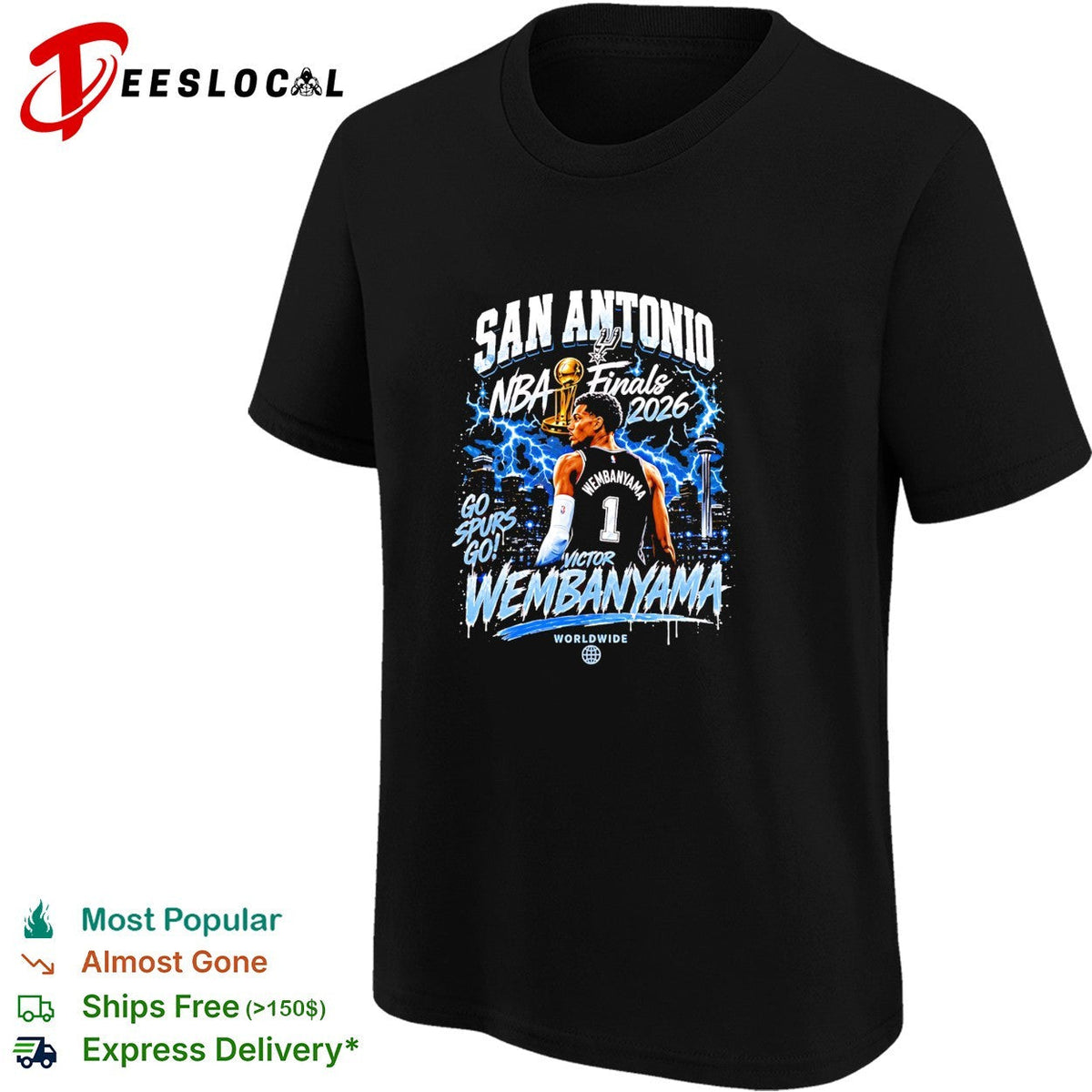 Victor Wembanyama San Antonio Spurs Basketball NBA Finals 2026 lightning graphic shirt Unisex