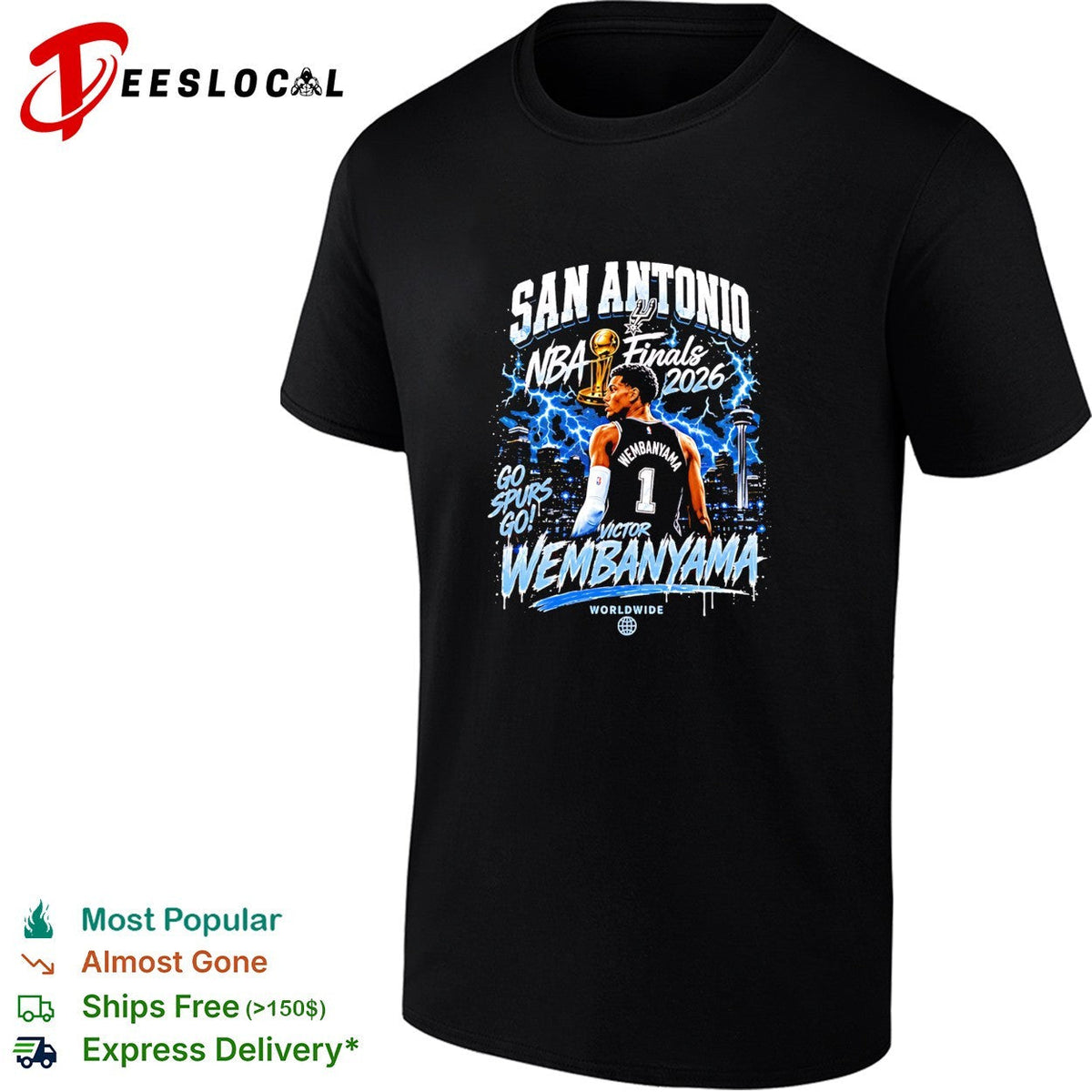 Victor Wembanyama San Antonio Spurs Basketball NBA Finals 2026 lightning graphic shirt Unisex