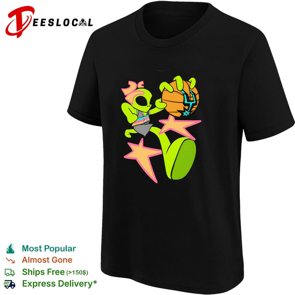 Victor Wembanyama San Antonio Spurs NBA Alien Retro Basketball Hoop Graphic shirt Unisex