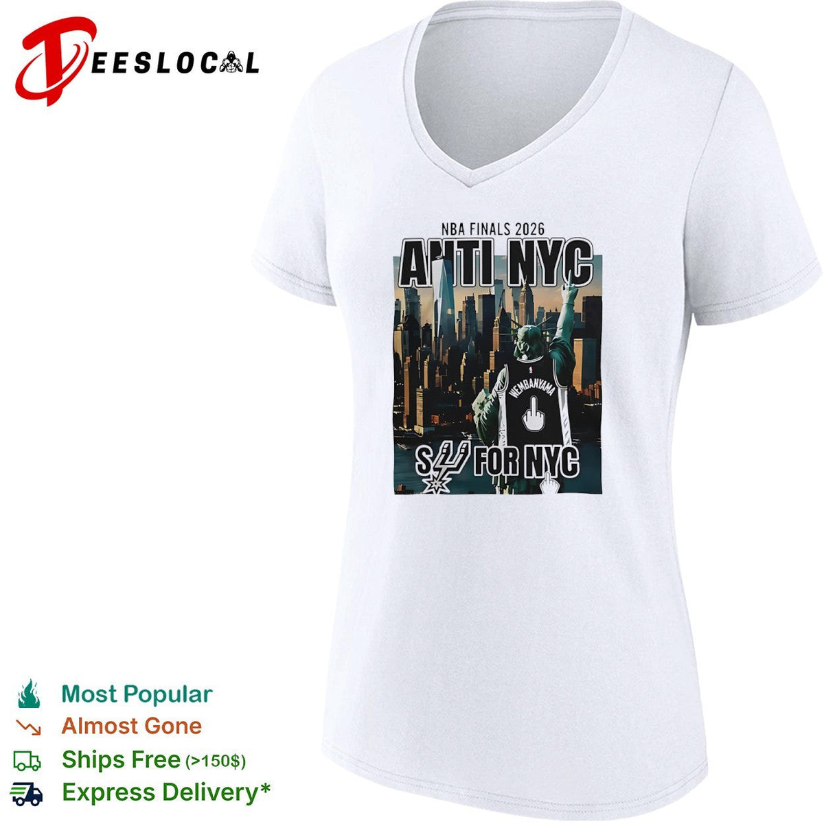 Victor Wembanyama San Antonio Spurs middle finger NBA Finals 2026 anti NYC for shirt Unisex