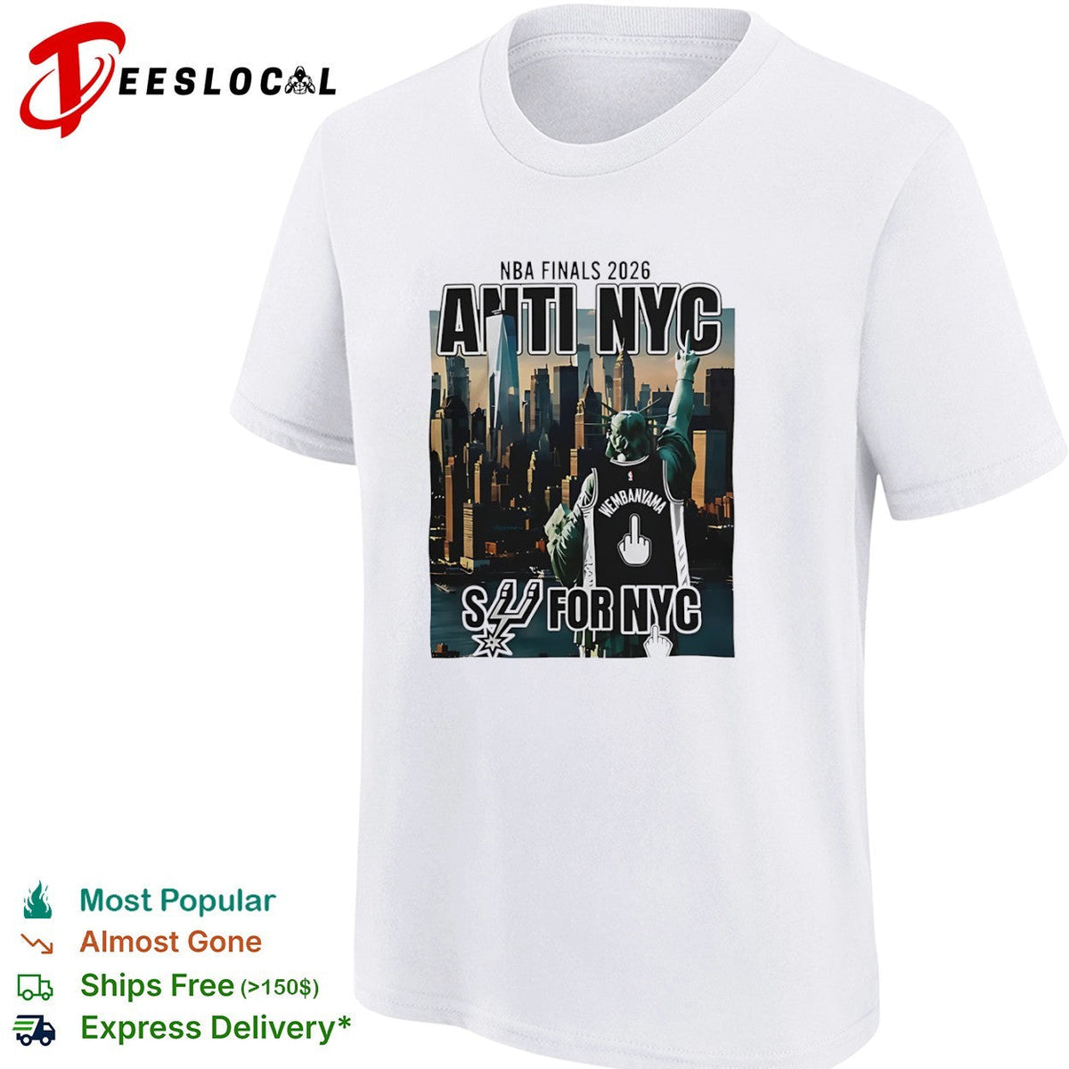 Victor Wembanyama San Antonio Spurs middle finger NBA Finals 2026 anti NYC for shirt Unisex