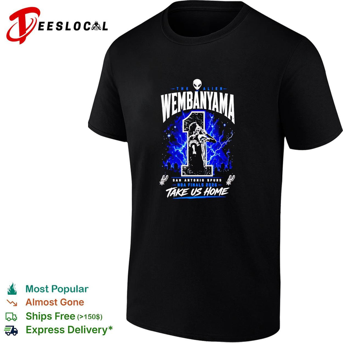 Victor Wembanyama San Antonio Spurs number 1 NBA Finals 2026 take us home alien shirt Unisex