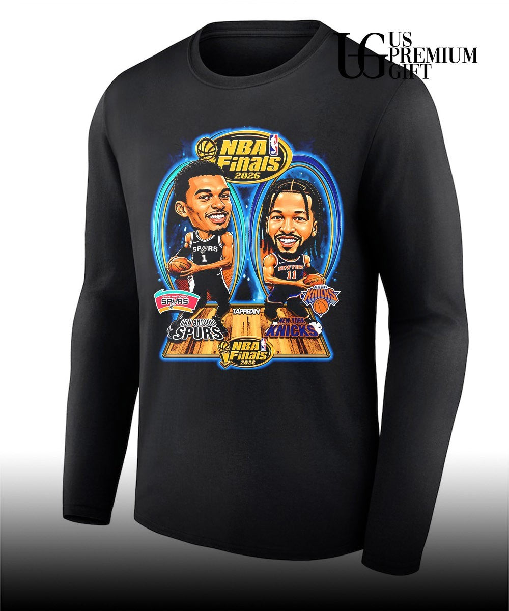 Victor Wembanyama Spurs and Jalen Brunson Knicks 2026 NBA Finals basketball caricature shirt