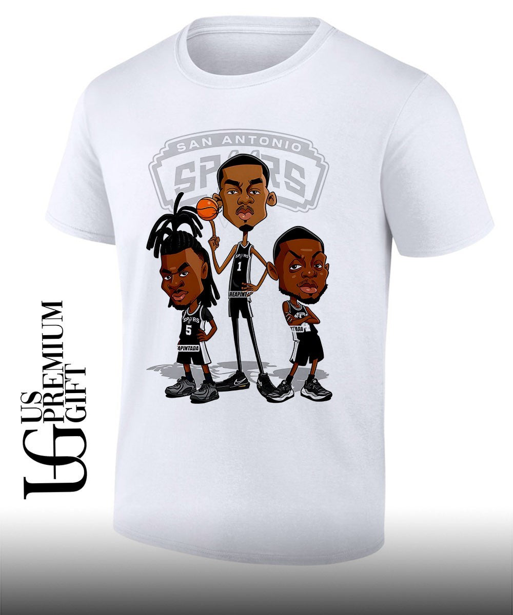 Victor Wembanyama Stephon Castle and De’Aaron Fox San Antonio Spurs NBA caricature shirt Unisex