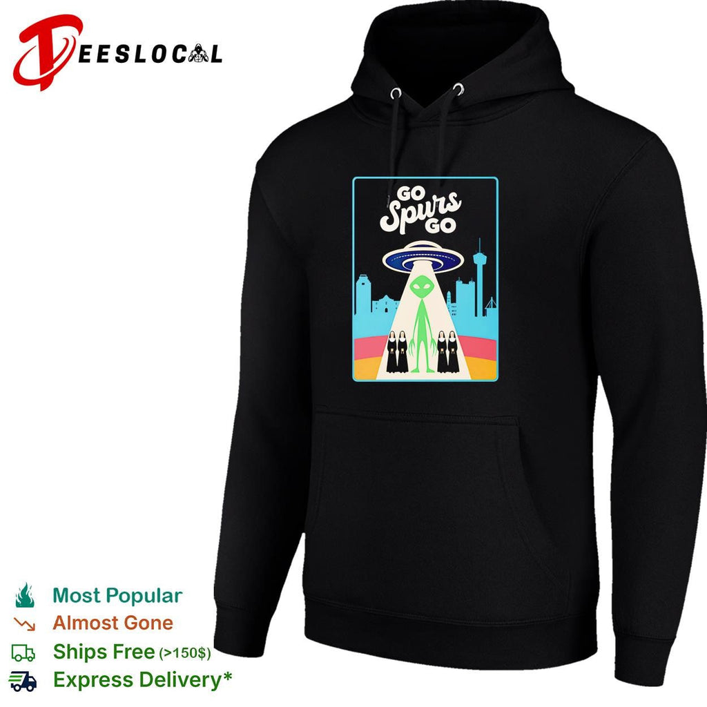 Victor Wemby Go Spurs Go alien UFO abduction San Antonio skyline retro poster shirt Unisex