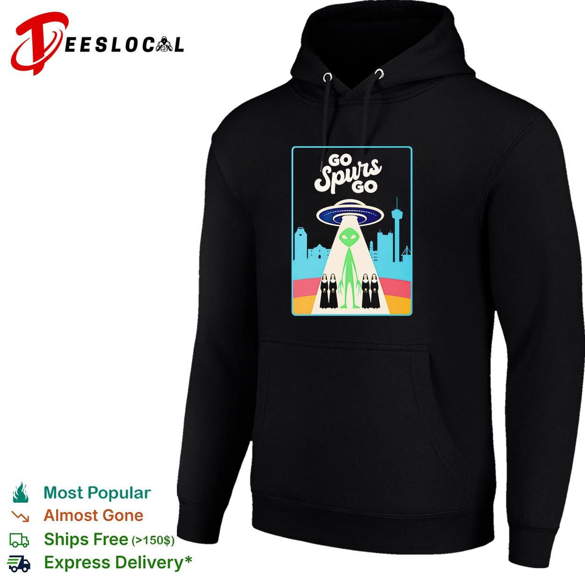 Victor Wemby Go Spurs Go alien UFO abduction San Antonio skyline retro poster shirt Unisex