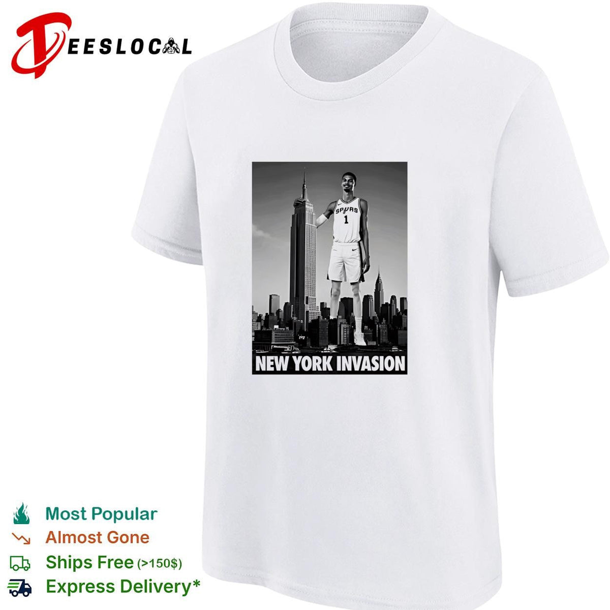 Victor Wemby standing with New York Invasion San Antonio Spurs shirt Unisex