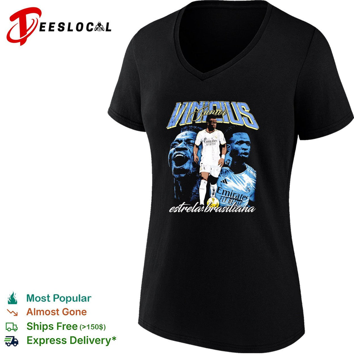 Vinicius Junior Real Madrid estrela brasileira portrait shirt Unisex