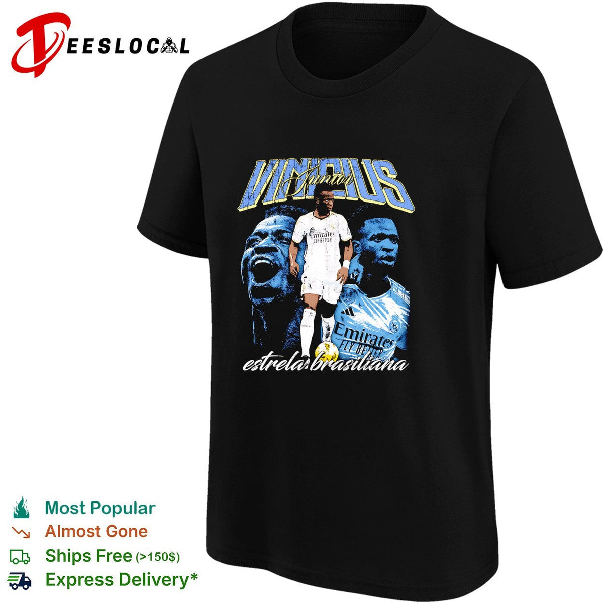 Vinicius Junior Real Madrid estrela brasileira portrait shirt Unisex