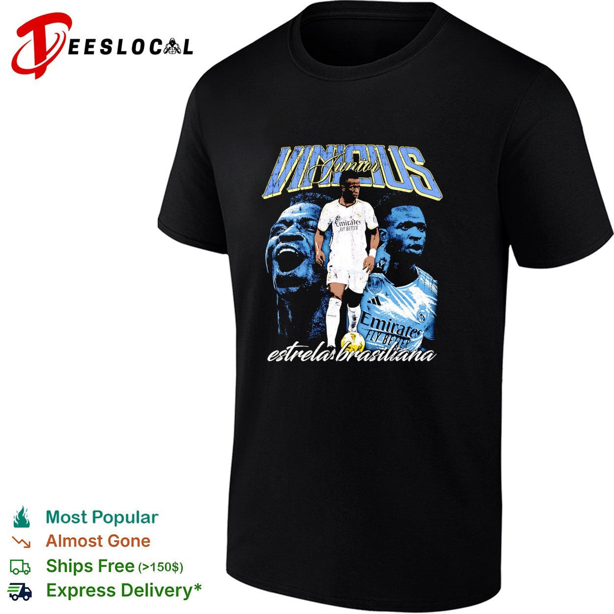 Vinicius Junior Real Madrid estrela brasileira portrait shirt Unisex