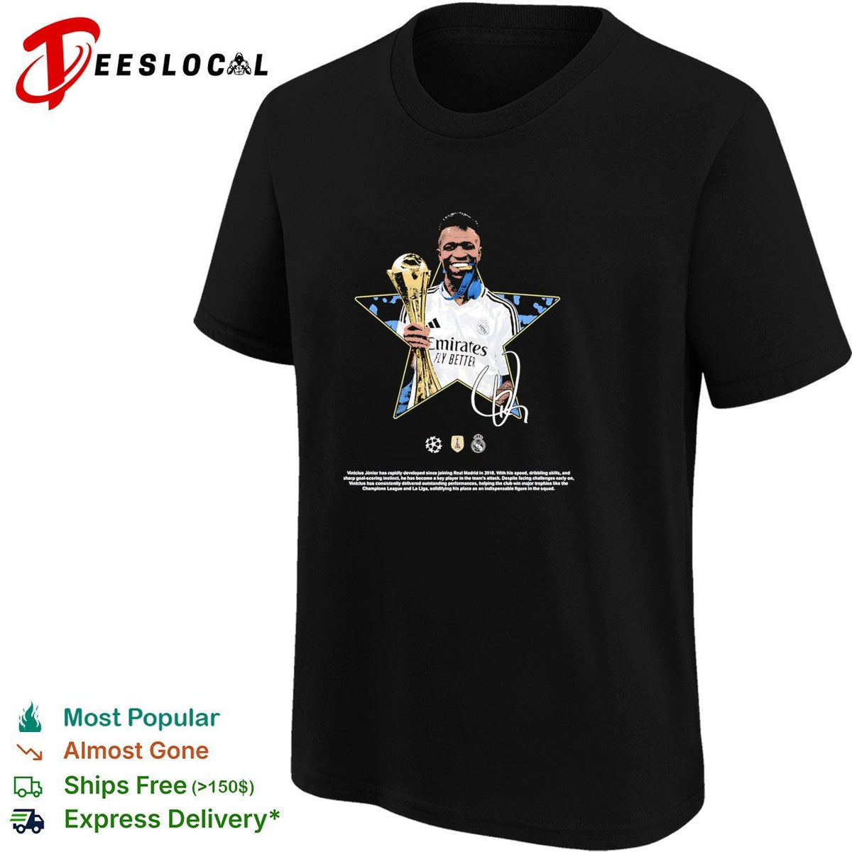 Vinicius Junior Real Madrid signature shirt Unisex