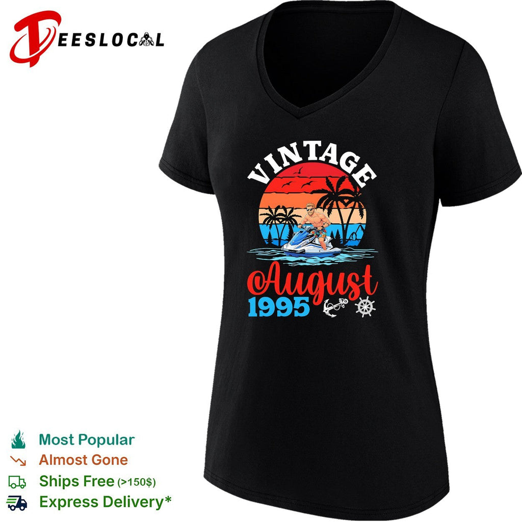 Vintage August 1995 Jet Ski Watercraft Tropical Sunset Ocean Beach Summer shirt Unisex