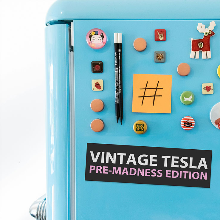 Vintage Tesla Pre-Madness Edition Anti Elon Musk Car Magnet Unisex