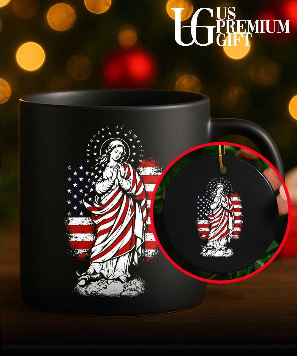 Virgin Mary Patroness of America Flag Earth Snake Religious Catholic Devotional shirt Unisex