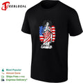 Virgin Mary praying wrapped in American flag patriotic religious graphic shirt Unisex