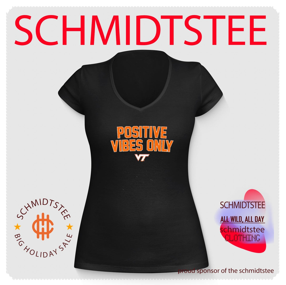 Virginia Tech Hokies Positive Vibes Only logo Shirt Unisex