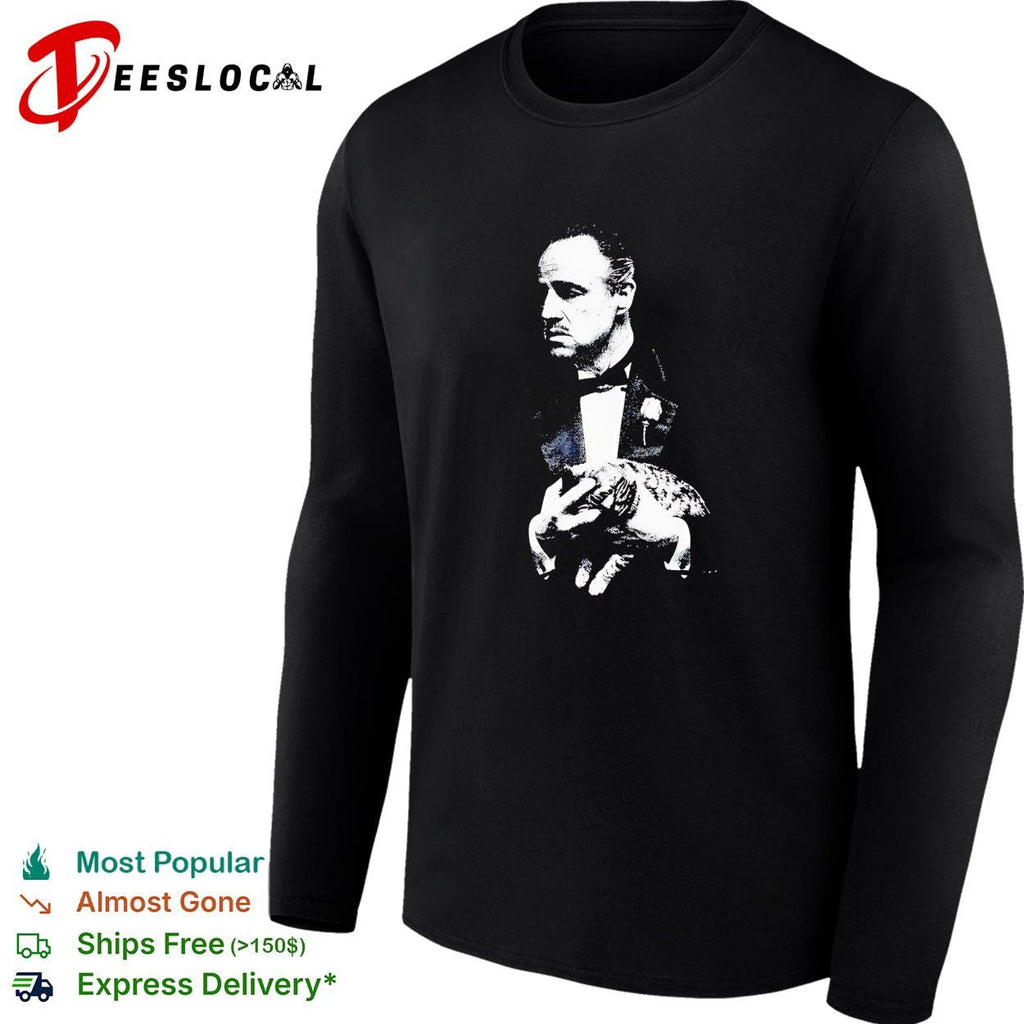 Vito Corleone The Godfather holding cat black white portrait shirt Unisex