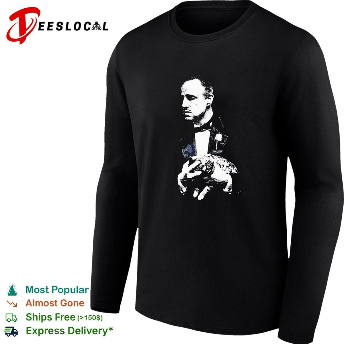 Vito Corleone The Godfather holding cat black white portrait shirt Unisex