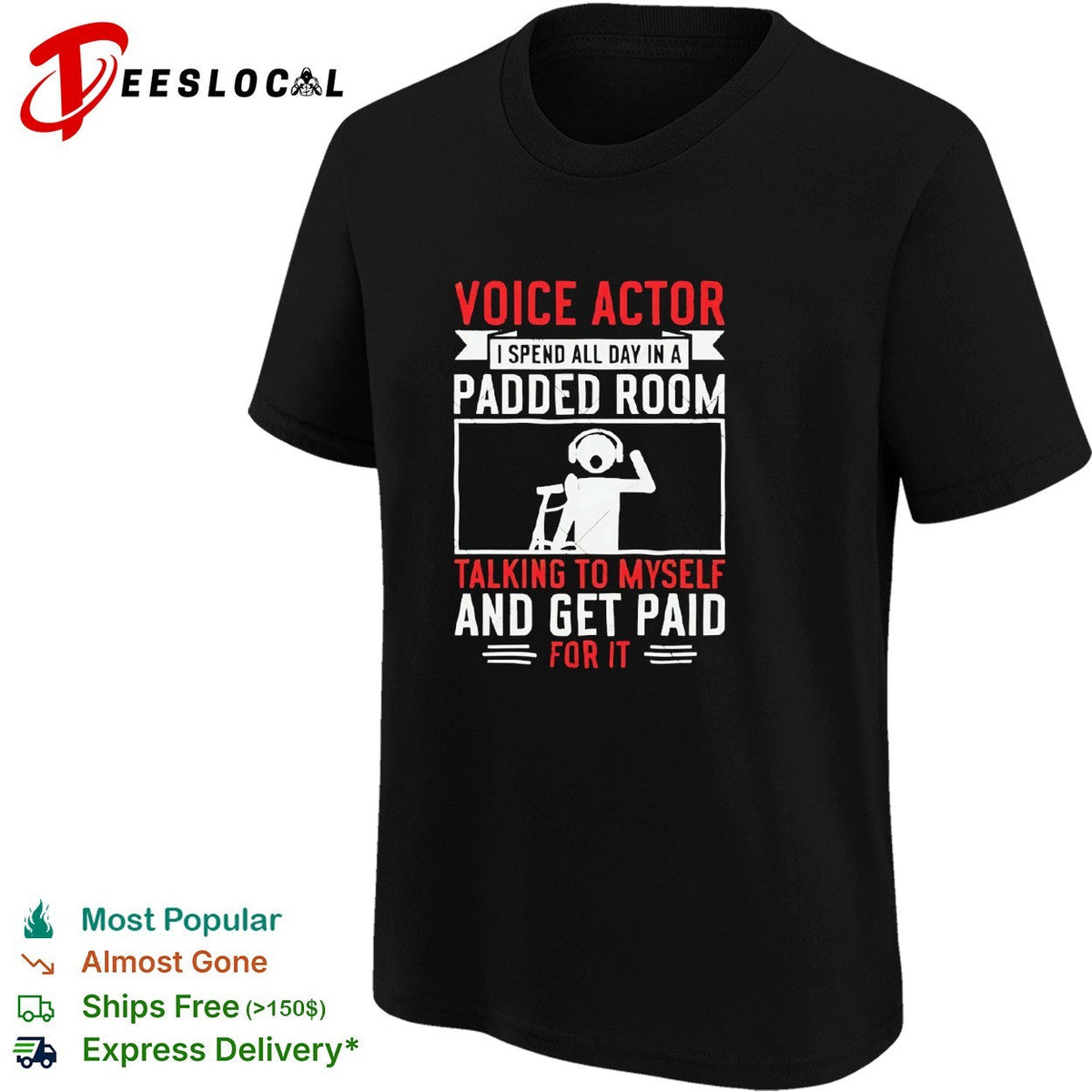 Voice actor padded room talking to himself bold career humor shirt Unisex