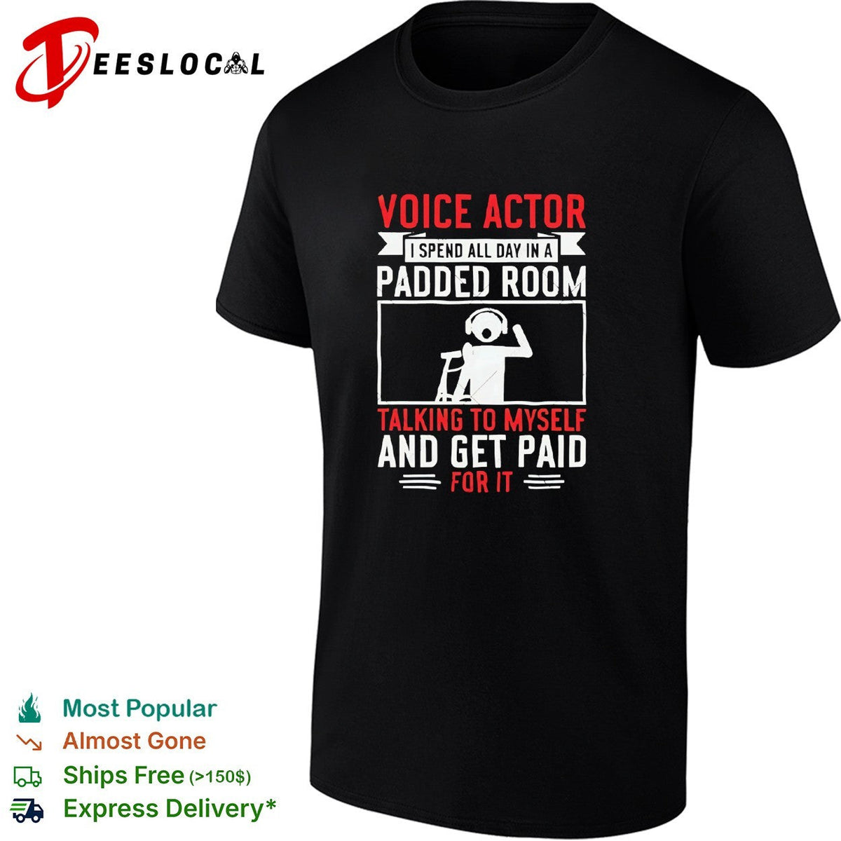 Voice actor padded room talking to himself bold career humor shirt Unisex