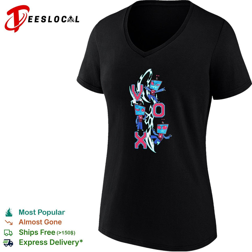 Vox Hazbin Hotel digital glitch art pixel font aesthetic charactershirt Unisex