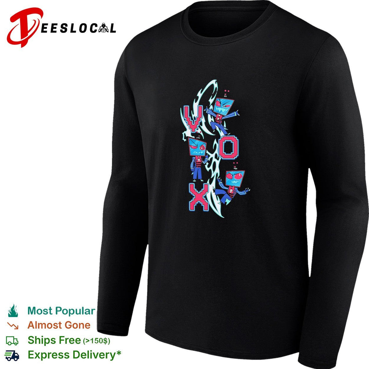 Vox Hazbin Hotel digital glitch art pixel font aesthetic charactershirt Unisex