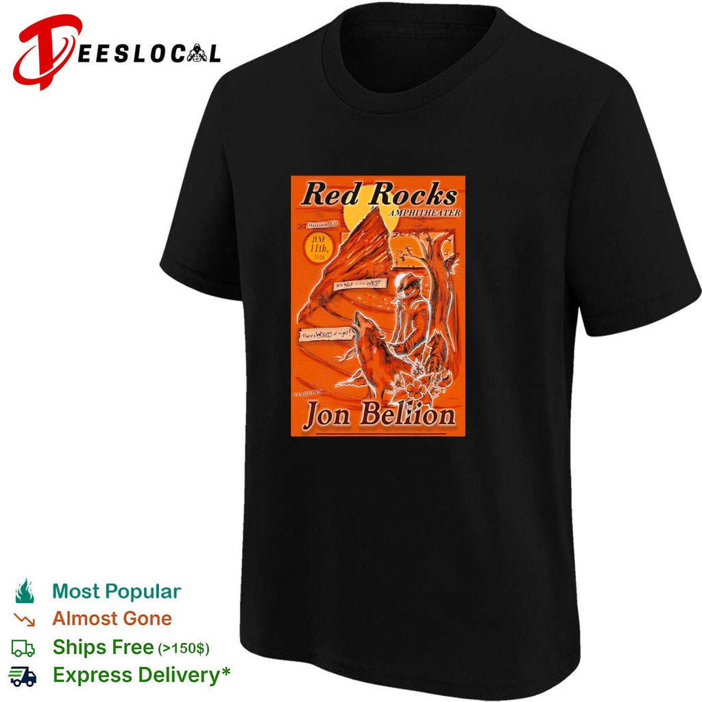 Red Rocks Amphitheater concert poster cowboy deer art June 2026 shirt Unisex