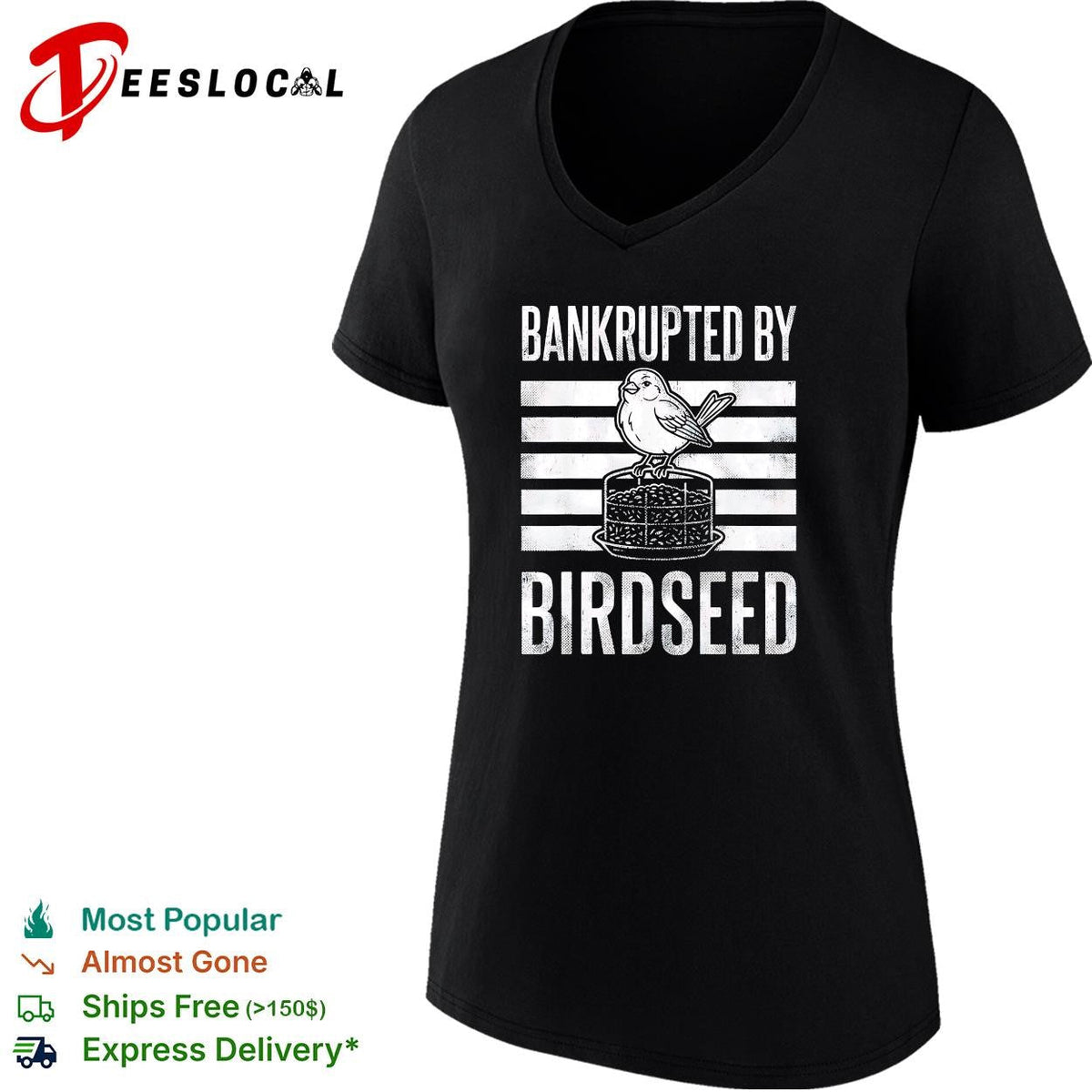 Bankrupted by birdseed bird on cake funny graphic shirt Unisex