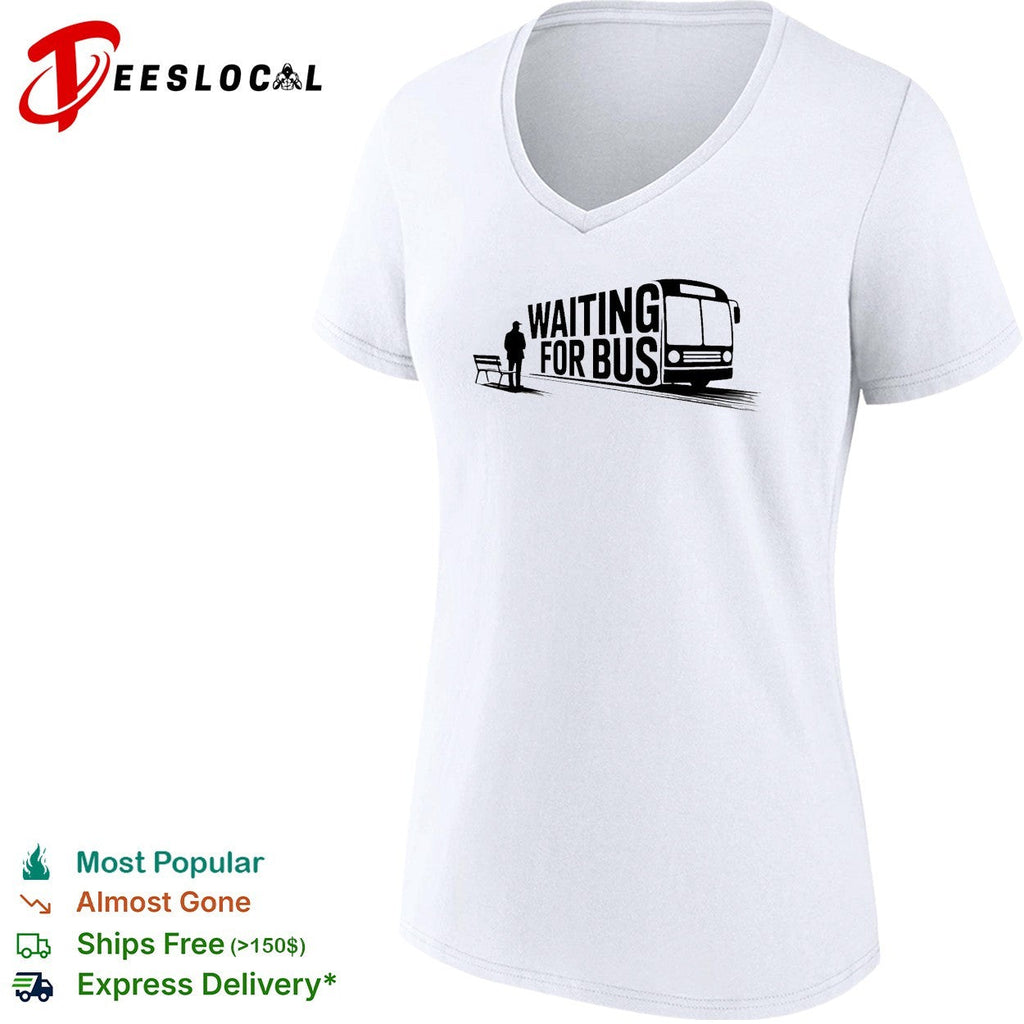 Waiting for bus public transport minimalist typography shirt Unisex