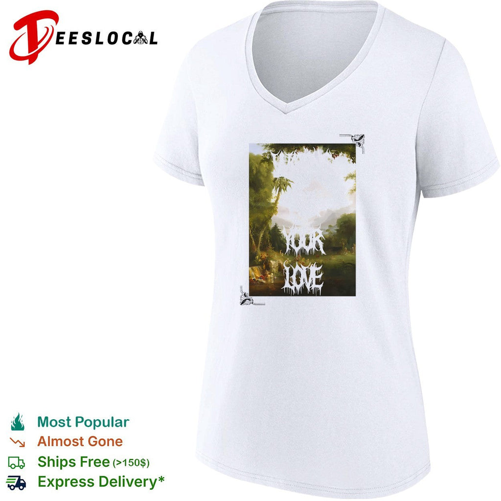 Waiting for your love Romantic Nature Landscape Painting Death Metal Font shirt Unisex