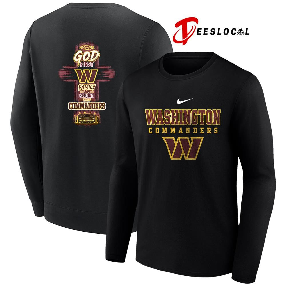 Washington Commanders God first family second cross shirt Unisex
