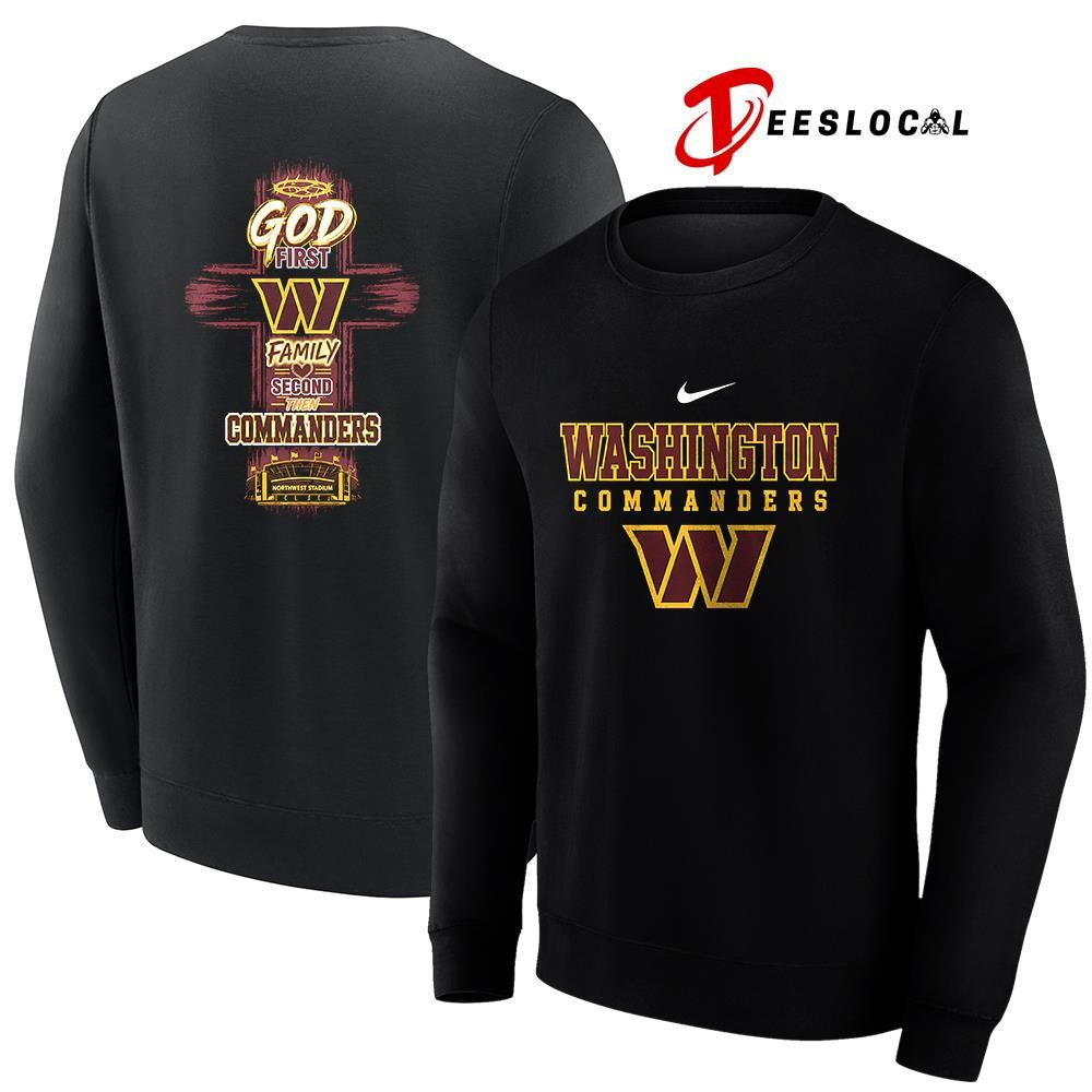 Washington Commanders God first family second cross shirt Unisex