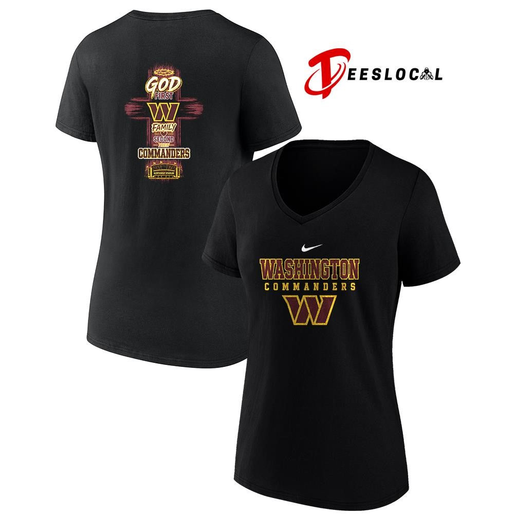 Washington Commanders God first family second cross shirt Unisex