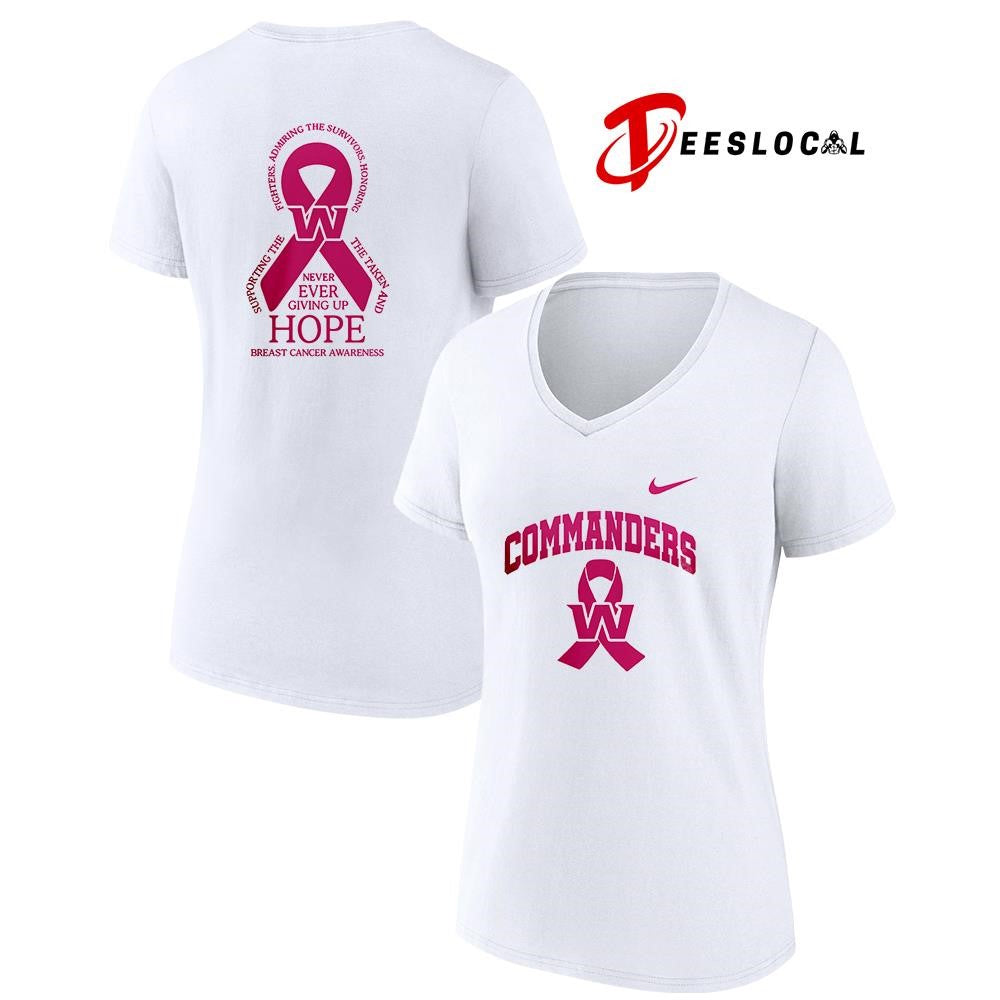 Washington Commanders never ever giving up hope breast cancer awareness shirt Unisex