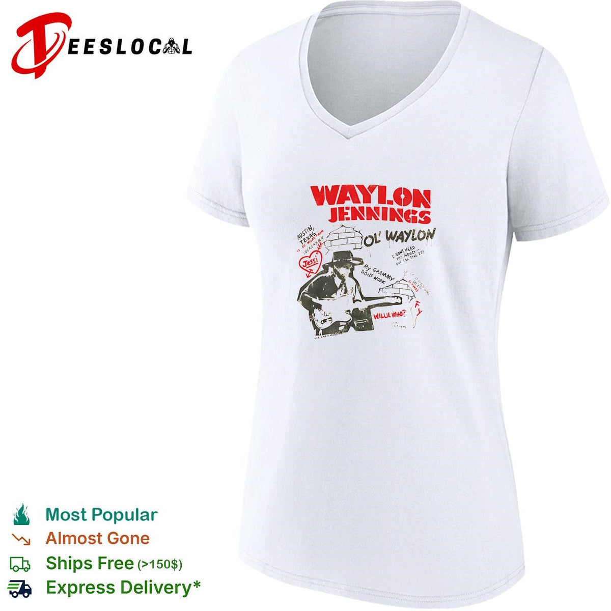 Waylon Jennings Ol’ Waylon Austin Texas graffiti style vintage shirt Unisex
