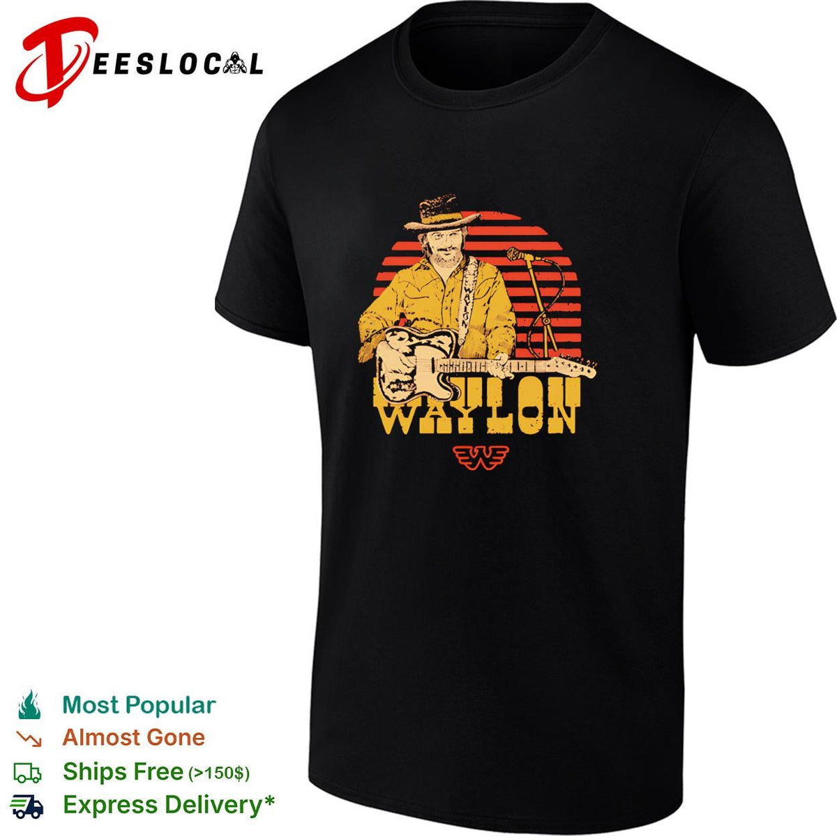 Waylon Jennings country music guitarist retro vintage shirt Unisex
