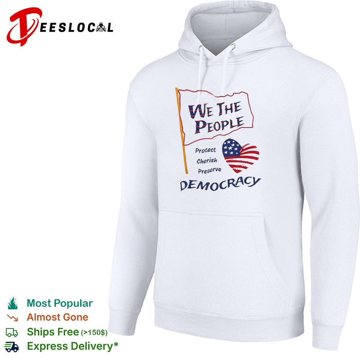 We the People Protect Cherish Preserve Democracy American Flag Heart shirt Unisex