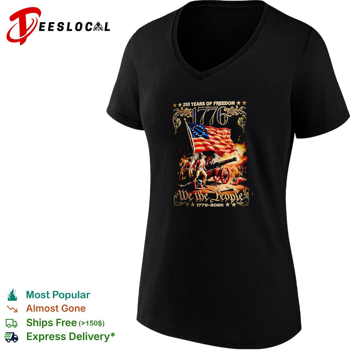 We the people 1776 250 years of freedom revolutionary war soldiers cannon shirt Unisex
