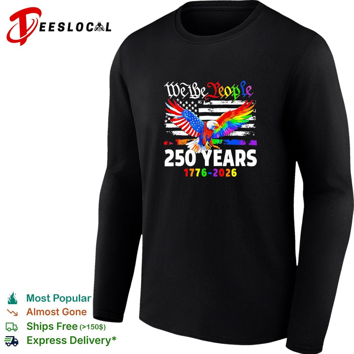 We the people 250 years 1776 2026 American flag Pride Month eagle shirt Unisex