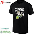 Weaponized autism raccoon riding rocket bomb funny parody humor casual cotton shirt Unisex