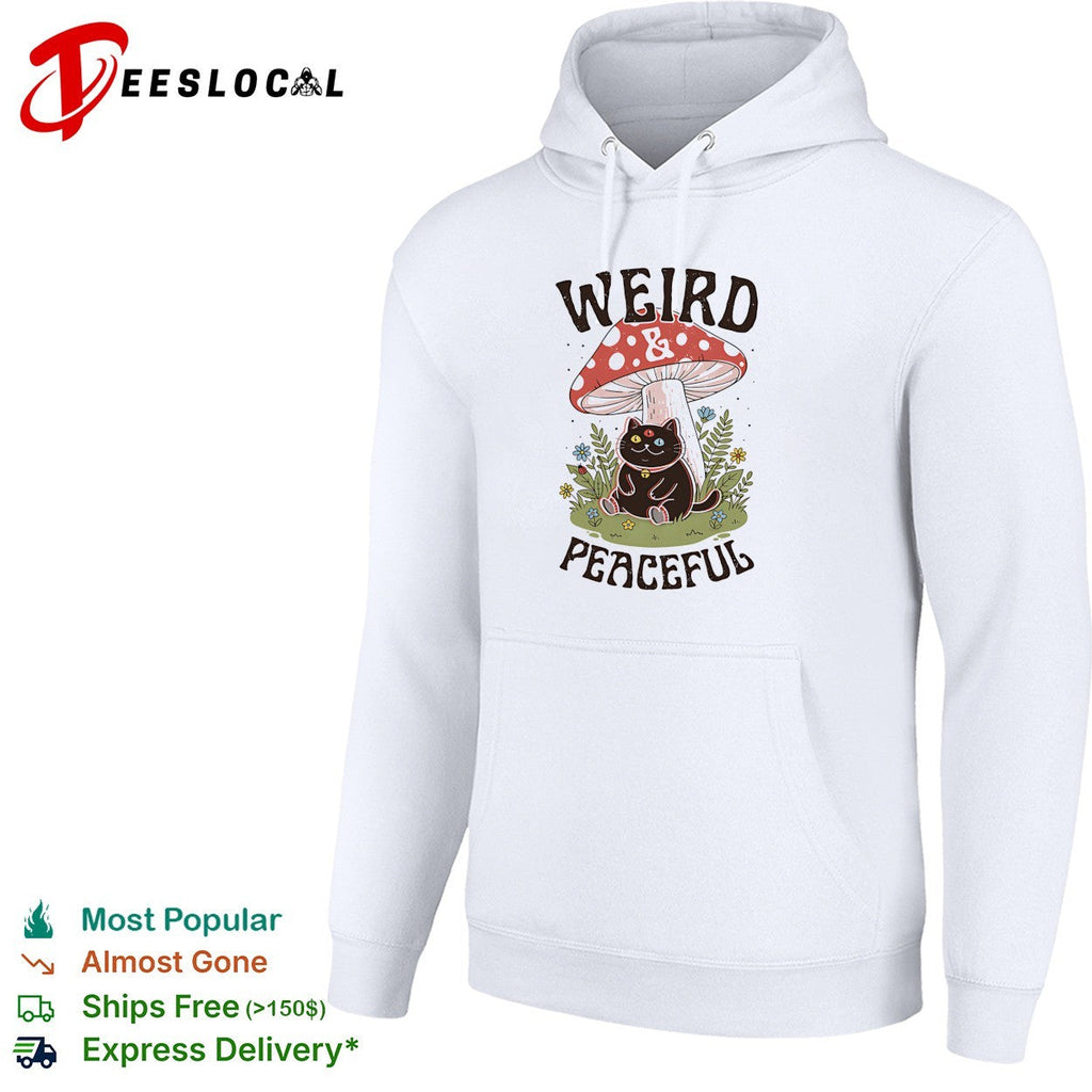 Weird and Peaceful weird cat mushroom and flowers shirt Unisex